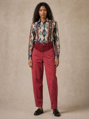 Landlubber Jeans Size 28x29‎ Red Western Rodeo Corduroy 70s High Waist Tapered